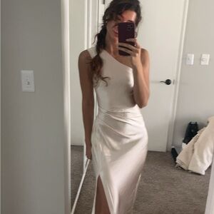 One shoulder, High Slit, Bridesmaid Dress